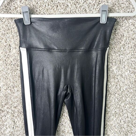 Spanx Leggings Women’s Small Faux Leather Black and White Striped - Picture 4 of 9